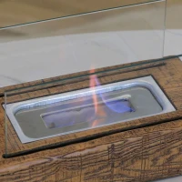 HOMCOM Ethanol-Tischkamin 0,15 L Brenndauer 20-25 min Beton gehärtetes Glas Natur(m-9)