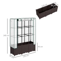 Outsunny Raised Garden Bed with Trellis, Plastic Planter Box with PE Cover, Drainage Holes, Drain Plugs and Water Reservoirs for Climbing Plants, Vegetables, Flowers, 120 x 40 x 140 cm(m-3)