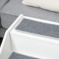 PawHut 2 in 1 Haustiertreppe Schlafhöhle 3-stufige Hunderampe Katzentreppe mit Kissen Hundetreppe Tiertreppe mit rutschfestem Teppich für kleine Hunde und Katzen Plüsch Weiß 60 x 43 x 51 cm(m-9)