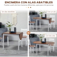 HOMCOM Mesa de Cocina Plegable de Madera Mesa de Comedor Extensible con Hojas Abatibles Carga 50 kg 140x70x75 cm Marrón(m-5)