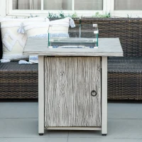 Outsunny 71cm 50,000 BTU Gas Fire Pit Table with Cover and Glass Screen - Grey(m-9)