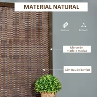 HOMCOM Biombo de 4 Piezas de Bambú Biombo Separador de Ambientes Plegable con 2 Estantes Extraíbles Divisor de Habitaciones Dormitorio 180x180 cm Marrón(m-7)