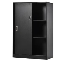 HOMCOM Aktenschrank mit verschließbarer Tür, inklusive 2 Schlüsseln, 80 cm x 40 cm x 120 cm, Schwarz(m-10)