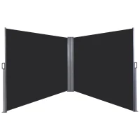 Outsunny 600 x 180 cm (HxL) Retractable Awning Double Canopy Side Privacy Protection Sun Shade Side Blind w/ Steel Frame Versatile Use In Garden Patio - Dark Grey(m-1)
