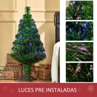 HOMCOM Árbol de Navidad de 90 cm Árbol Artificial de Fibra Óptica de 4 Colores con Soporte Ø48x90cm Verde(m-4)