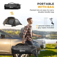 Outsunny Aluminium Frame Camping Tent Dome Tent with Removable Rainfly, 2000mm Waterproof, for 1-2 Man, Grey(m-7)
