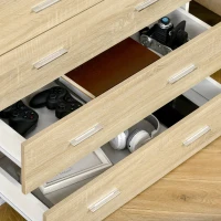 HOMCOM Kommode mit 4 Schubladen Badezimmerschrank Schubladenschrank für Schlafzimmer Wohnzimmer Eiche Weiß 76x35x72 cm(m-8)