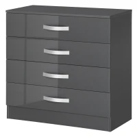 HOMCOM Cassettiera da 4 Cassetti con Maniglie di Metallo, in Truciolato, 75x36x72 cm, Grigio(m-10)