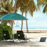 Outsunny Parasol de plage parasol abri solaire contemporain protection UPF 50+ sac transport fourni vert foncé(m-9)