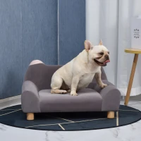 PawHut Dog Sofa Cute Ears Shape Pet Chair Couch Kitten Lounge Bed with Thick Sponge Padded, Wooden Legs for XS Size Dogs(m-2)