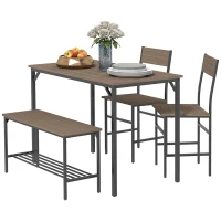 HOMCOM Four-Piece Dining Set, With Table, Chairs and Bench(m-11)
