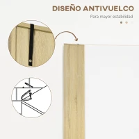 kleankin Armario Alto de Baño con 4 Puertas 2 Estantes Abiertos y Estantes Ajustables 53x33,5x195,7 cm Blanco y Roble(m-6)