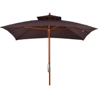 Outsunny Ombrellone 3x3 m da Giardino e Terrazza con 8 Stecche e Copertura Parasole a 2 Livelli, Marrone(m-10)