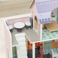 AIYAPLAY 2 Levels Dolls House with 13 Furniture Pieces, Play Set with Balcony, for Ages 3-6 Years, Multicoloured(m-7)