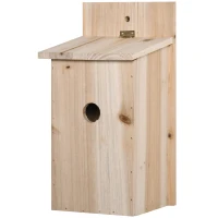 Outsunny Nistkasten 2er-Set für kleine Vögel 15 cm × 14 cm × 30 cm Tannenholz Natur(m-10)