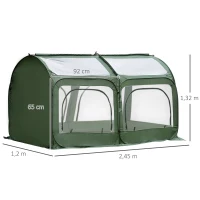 Outsunny Pop-Up Gewächshaus mit 4 Türen, Schnellaufbau, grün+transparent, 245 x 120 x 132 cm(m-3)