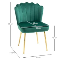 HOMCOM Velvet-Feel Shell Accent Chair - Green(m-3)
