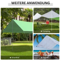 Outsunny Aufstellstange Zeltstange Teleskop Tarpstange 3 Stk. Teleskopstange für Sonnensegel inkl. Seil + Hering Metall Weiß Ø2,5 x 104 cm(m-5)