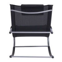 Outsunny Tumbona Mecedora con Reposacabezas Reposabrazos y Marco Metálico Carga 120 kg para Playa Patio Terraza 63x144x84cm Negro(m-7)