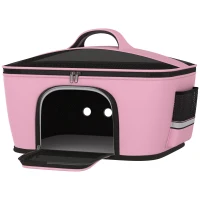 PawHut Borsa Trasportino per Cani e Gatti con 2 Porte a Cerniera, 50x35x36cm, Rosa(m-10)