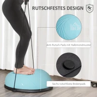 HOMCOM Ø 58 cm Yogaball Halbkugel Balance Trainer Balance-Ball Halber Gymnastikball mit Trainingsseil Zuhause für Yoga Balance Stabilität Hellblau(m-5)
