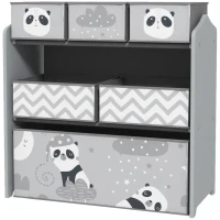 ZONEKIZ Kids Storage Unit, Toy Storage Organiser, with Six Fabric Bins, for Bedrooms, Playrooms, Nurseries - Grey(m-11)