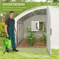 Outsunny Polytunnel Greenhouse Walk-in Grow House with UV-resistant PE Cover, Door, Galvanised Steel Frame, 4 x 3 x 2m, White(m-5)