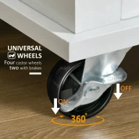 HOMCOM Kitchen Cart Storage Trolley Wooden Cabinet with Drawer Cupboard Towel Rail White(m-7)