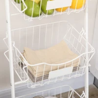 HOMCOM Cesta de Frutas y Verduras de 3 Niveles Organizador de Cestas Apilables y Extraíbles 42,5x36,5x91 cm Blanco(m-9)