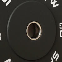 SPORTNOW Set 2 Discuri Greutăți 2x5 kg din Cauciuc cu Orificiu de 5 cm pentru Gantere și Grijuri, Ø45x2 cm, Negru(m-9)