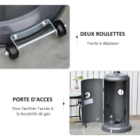 Outsunny Parasol Chauffant Commercial 12,5 KW - Chauffage d'extérieur gaz 30 m² - Chauffage de terrasse - Double sécurité - Puissance réglable - roulettes - Acier INOX. Gris(m-5)