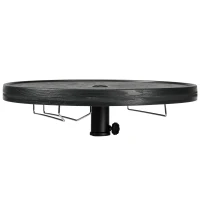 Outsunny Table de parasol plateau à table ronde 60 cm avec trou pour parasol pour plage, terrasse, jardin, piscine noir(m-1)