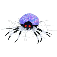 HOMCOM 5FT Long Halloween Inflatable Spider, Hanging Giant Spider with Colourful LED Light, Blow-Up Outdoor LED Garden Display for Lawn, Party(m-1)