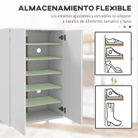 HOMCOM Mueble Zapatero con Espejo para 18 Pares de Zapatos con 5 Estantes Ajustables para Recibidor 60x32x95 cm Blanco(m-6)