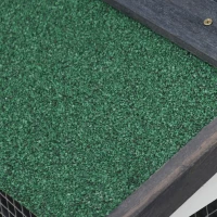 PawHut Conejera de Madera con Techo Abatible Escalera y Bandeja Extraíble Conejera para Exterior 197x49x86 cm Gris(m-9)