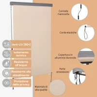 Outsunny Tenda Avvolgibile Parasole con Manovella, Installazione a Muro o Soffitto, 120x200cm, Beige(m-5)