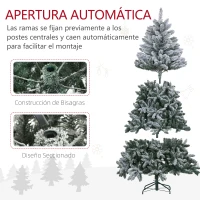 HOMCOM Árbol de Navidad Artificial Nevado 210 cm con 1021 Ramas y Soporte de Metal Árbol Navideño Nevado para Interior Verde(m-6)