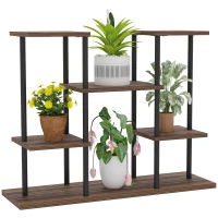 Outsunny Four-Tier Wooden Shelf Plant Stand(m-1)