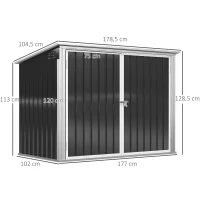Outsunny Mülltonnenbox Müllbox Storer abschließbar Gerätebox für 2 Mülltonnen Stahl 178,5 x 104,5 x 128,5/113 cm Schwarz(m-3)