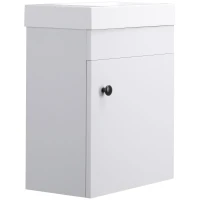 kleankin Bathroom Vanity Unit with Basin, Wall Mounted Bathroom Wash Stand with Sink, Tap Hole and Storage Cabinet, White(m-11)