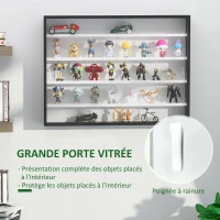 HOMCOM Vitrine murale pour objets de collection 5 étagère réglables en hauteur et 2 portes coulissantes 80 x 9,5 x 60 cm noir(m-5)