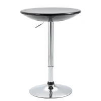 HOMCOM Mesa de Bar Regulable en Altura Giratoria 360º con Base Redonda Mesa Alta de Acero Moderna para Cocina Comedor Cafetería 61x61x76-97 cm Negro(m-11)