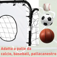 HOMCOM Porta da Calcio per Bambini e Adulti con Rete in PE, in Metallo e Oxford, Bianco e Nero, 240x88x171.5cm(m-7)