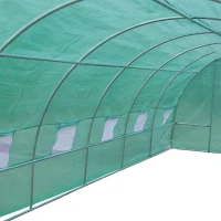 Outsunny Gewächshaus 800x300x200cm Foliengewächshaus Tomatenhaus mit Tür, 12 Fenster, Folientunnel aus verzinktem Stahl, PE, stabiles Treibhaus Pflanztunnel, inkl. Erdanker & Seilen, Grün(m-8)