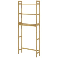 kleankin Meuble étagères de rangement dessus toilette WC en bambou 3 étagères pour salle de bain 68 x 20 x 165 cm naturel(m-1)