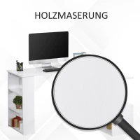 HOMCOM Eckschreibtisch Arbeitstisch Winkelschreibtisch Computertisch Bürotisch Regal L-Form 120 x 110 x 74,5 cm, I-Form 190 x 50 x 74,5 cm(m-6)