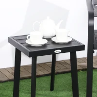 Outsunny Gartenmöbel-Set für 2 Personen inkl. 1 Tisch, 2 Stühlen, Gartengarnitur, Bistro-Set, HDPE Schwarz(m-8)