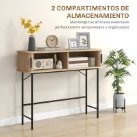 HOMCOM Consola Vintage Mesa de Pasillo con 2 Puertas Correderas de Tambor Tipo Persiana 100x30x80 cm Roble y Negro(m-6)