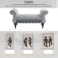 HOMCOM Sitzbank Polsterbank mit Samt-Bezug, Armlehne Bettbank mit Holzrahmen, Schuhbank für Schlafzimmer, Wohnzimmer, Flur 117 x 40 x 58 cm Hellgrau(m-7)
