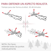 HOMCOM Árbol de Navidad Artificial 180 cm con 240 Luces LED y 618 Ramas Árbol con Soporte de Acero Ø68x180 cm Verde(m-8)